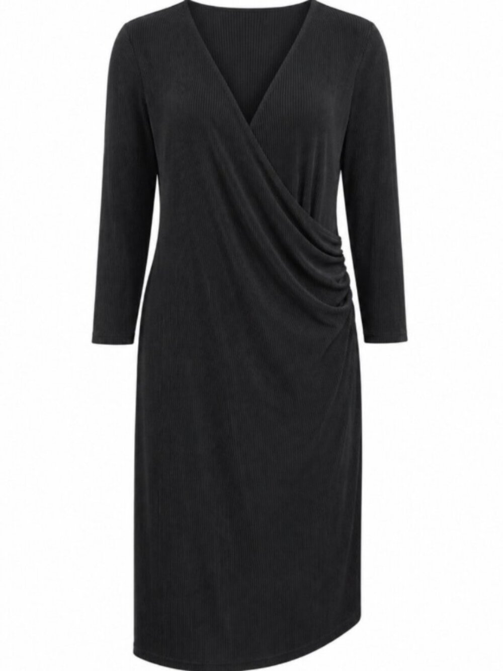 Chico's Travelers Black Faux Wrap Dress Size 2
